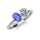 4 - Tanya Oval Shape Tanzanite & Cushion Shape Forever One Moissanite 2 Stone Duo Ring 
