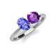 4 - Tanya Oval Shape Tanzanite & Cushion Shape Amethyst 2 Stone Duo Ring 