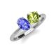 4 - Tanya Oval Shape Tanzanite & Cushion Shape Peridot 2 Stone Duo Ring 