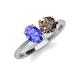 4 - Tanya Oval Shape Tanzanite & Cushion Shape Smoky Quartz 2 Stone Duo Ring 