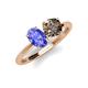 4 - Tanya Oval Shape Tanzanite & Cushion Shape Smoky Quartz 2 Stone Duo Ring 
