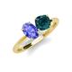 4 - Tanya Oval Shape Tanzanite & Cushion Shape London Blue Topaz 2 Stone Duo Ring 