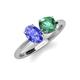 4 - Tanya Oval Shape Tanzanite & Cushion Shape Lab Created Alexandrite 2 Stone Duo Ring 