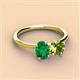 3 - Tanya Oval Shape Emerald & Cushion Shape Peridot 2 Stone Duo Ring 