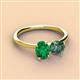 3 - Tanya Oval Shape Emerald & Cushion Shape Lab Created Alexandrite 2 Stone Duo Ring 