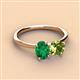 3 - Tanya Oval Shape Emerald & Cushion Shape Peridot 2 Stone Duo Ring 