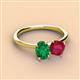 3 - Tanya Oval Shape Emerald & Cushion Shape Ruby 2 Stone Duo Ring 