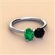 3 - Tanya Oval Shape Emerald & Cushion Shape Black Onyx 2 Stone Duo Ring 