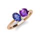 4 - Tanya Oval Shape Iolite & Cushion Shape Amethyst 2 Stone Duo Ring 