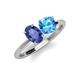 4 - Tanya Oval Shape Iolite & Cushion Shape Blue Topaz 2 Stone Duo Ring 