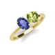 4 - Tanya Oval Shape Iolite & Cushion Shape Peridot 2 Stone Duo Ring 