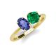 4 - Tanya Oval Shape Iolite & Cushion Shape Emerald 2 Stone Duo Ring 