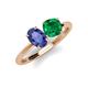 4 - Tanya Oval Shape Iolite & Cushion Shape Emerald 2 Stone Duo Ring 