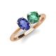 4 - Tanya Oval Shape Iolite & Cushion Shape Lab Created Alexandrite 2 Stone Duo Ring 
