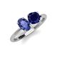 4 - Tanya Oval Shape Iolite & Cushion Shape Blue Sapphire 2 Stone Duo Ring 