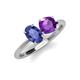 4 - Tanya Oval Shape Iolite & Cushion Shape Amethyst 2 Stone Duo Ring 
