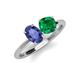 4 - Tanya Oval Shape Iolite & Cushion Shape Emerald 2 Stone Duo Ring 