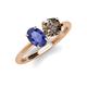 4 - Tanya Oval Shape Iolite & Cushion Shape Smoky Quartz 2 Stone Duo Ring 