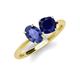 4 - Tanya Oval Shape Iolite & Cushion Shape Blue Sapphire 2 Stone Duo Ring 