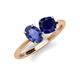 4 - Tanya Oval Shape Iolite & Cushion Shape Blue Sapphire 2 Stone Duo Ring 