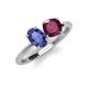 4 - Tanya Oval Shape Iolite & Cushion Shape Rhodolite Garnet 2 Stone Duo Ring 