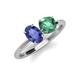 4 - Tanya Oval Shape Iolite & Cushion Shape Lab Created Alexandrite 2 Stone Duo Ring 