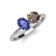 4 - Tanya Oval Shape Iolite & Cushion Shape Smoky Quartz 2 Stone Duo Ring 