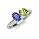 4 - Tanya Oval Shape Iolite & Cushion Shape Peridot 2 Stone Duo Ring 
