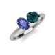 4 - Tanya Oval Shape Iolite & Cushion Shape London Blue Topaz 2 Stone Duo Ring 