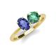 4 - Tanya Oval Shape Iolite & Cushion Shape Lab Created Alexandrite 2 Stone Duo Ring 