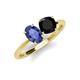 4 - Tanya Oval Shape Iolite & Cushion Shape Black Onyx 2 Stone Duo Ring 