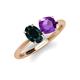 4 - Tanya Oval Shape London Blue Topaz & Cushion Shape Amethyst 2 Stone Duo Ring 