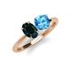 4 - Tanya Oval Shape London Blue Topaz & Cushion Shape Blue Topaz 2 Stone Duo Ring 