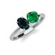 4 - Tanya Oval Shape London Blue Topaz & Cushion Shape Emerald 2 Stone Duo Ring 