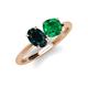 4 - Tanya Oval Shape London Blue Topaz & Cushion Shape Emerald 2 Stone Duo Ring 