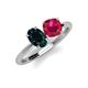 4 - Tanya Oval Shape London Blue Topaz & Cushion Shape Ruby 2 Stone Duo Ring 