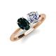 4 - Tanya Oval Shape London Blue Topaz & Cushion Shape Forever Brilliant Moissanite 2 Stone Duo Ring 