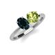 4 - Tanya Oval Shape London Blue Topaz & Cushion Shape Peridot 2 Stone Duo Ring 