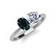 4 - Tanya Oval Shape London Blue Topaz & Cushion Shape IGI Certified Lab Grown Diamond 2 Stone Duo Ring 