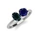 4 - Tanya Oval Shape London Blue Topaz & Cushion Shape Blue Sapphire 2 Stone Duo Ring 