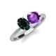 4 - Tanya Oval Shape London Blue Topaz & Cushion Shape Amethyst 2 Stone Duo Ring 