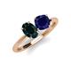 4 - Tanya Oval Shape London Blue Topaz & Cushion Shape Blue Sapphire 2 Stone Duo Ring 