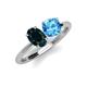 4 - Tanya Oval Shape London Blue Topaz & Cushion Shape Blue Topaz 2 Stone Duo Ring 