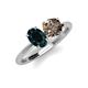 4 - Tanya Oval Shape London Blue Topaz & Cushion Shape Smoky Quartz 2 Stone Duo Ring 