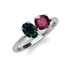 4 - Tanya Oval Shape London Blue Topaz & Cushion Shape Rhodolite Garnet 2 Stone Duo Ring 
