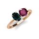 4 - Tanya Oval Shape London Blue Topaz & Cushion Shape Rhodolite Garnet 2 Stone Duo Ring 