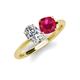4 - Tanya Oval Shape Forever Brilliant Moissanite & Cushion Shape Ruby 2 Stone Duo Ring 