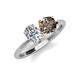 4 - Tanya Oval Shape Forever Brilliant Moissanite & Cushion Shape Smoky Quartz 2 Stone Duo Ring 