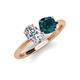 4 - Tanya Oval Shape Forever Brilliant Moissanite & Cushion Shape London Blue Topaz 2 Stone Duo Ring 