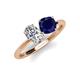 4 - Tanya Oval Shape Forever Brilliant Moissanite & Cushion Shape Blue Sapphire 2 Stone Duo Ring 